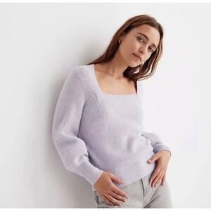 Women's Madewell Melwood‎ Square Neck Sweater in Coziest Yarn in Light Lavender